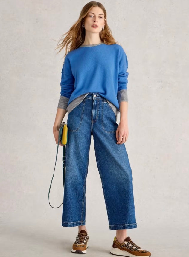 BRIGHT BLUE CREW CASHMERE JUMPER