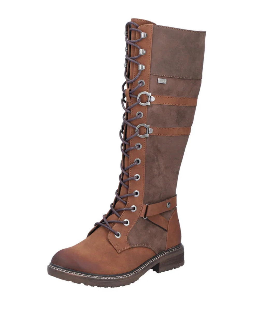 BROWN LONG LACE UP BOOT