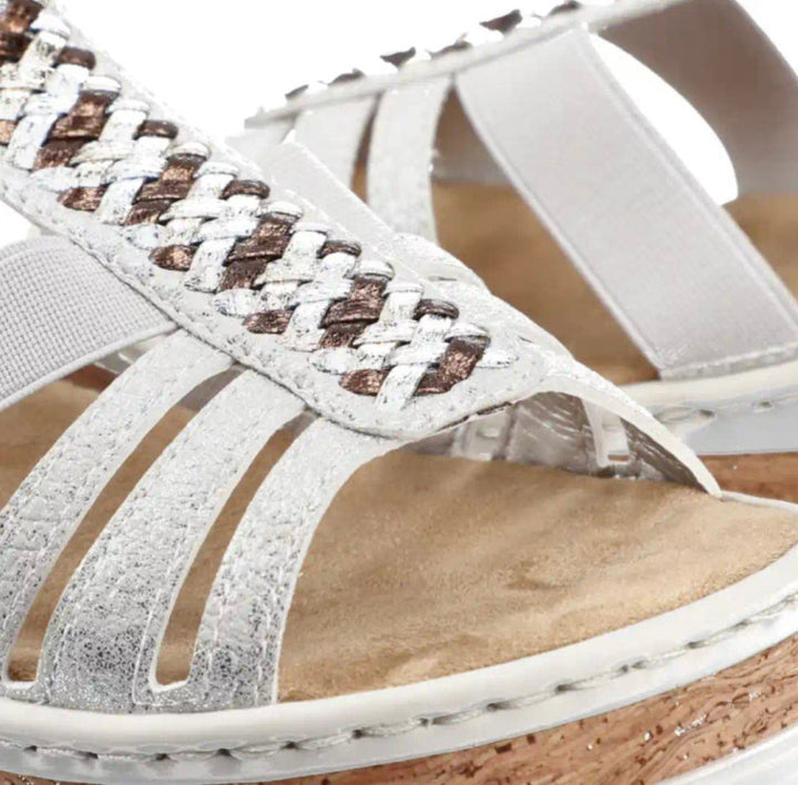 Rieker Women's Silver Wedge Sandals V4918-90