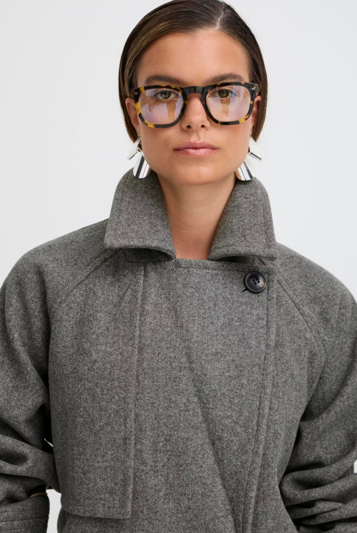 MID GREY MELANGE CILIA TRENCH COAT