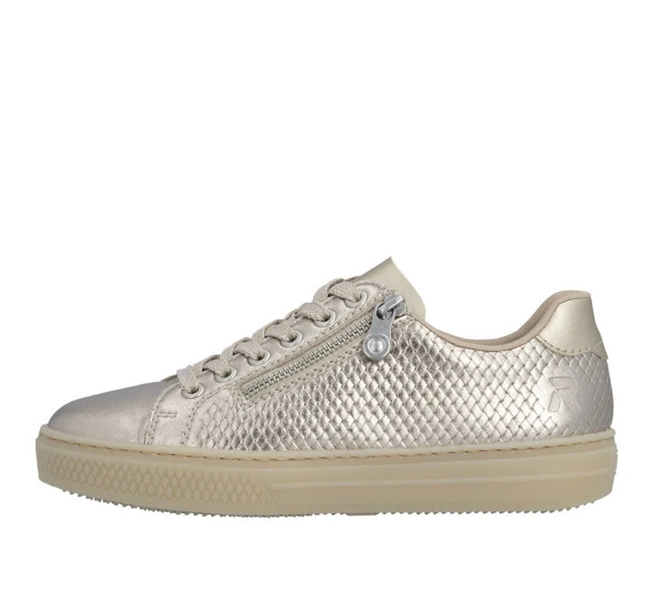L5955-90 GOLD METALLIC LACE & ZIP TRAINER