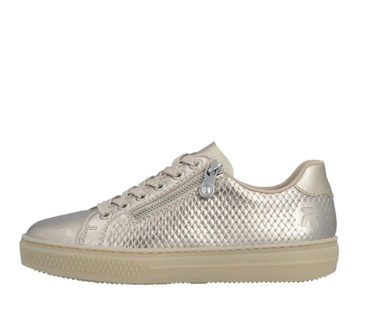 L5955-90 GOLD METALLIC LACE & ZIP TRAINER