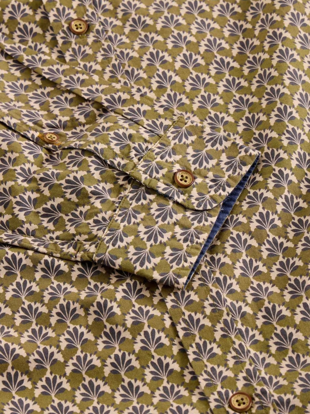 GREEN MULTI PRINT FINSBURY GEO PRINT SHIRT