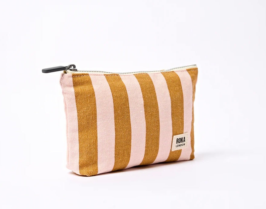 MAIDA VALE COTTON CANVAS POUCH ROSE GOLD STRIPE