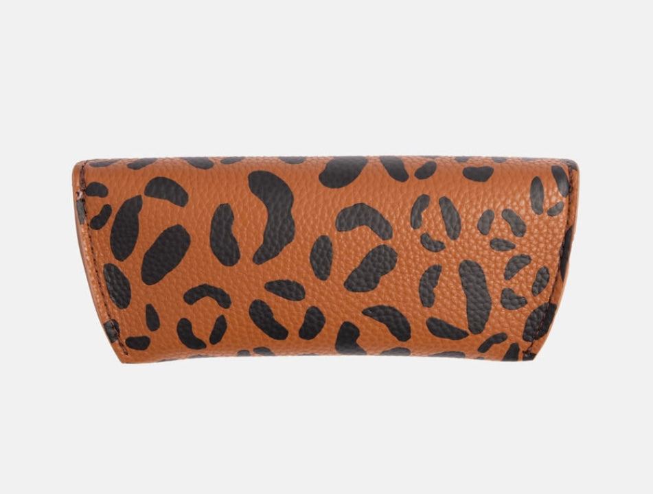 TAN LEOPARD FLAP GLASSES CASE