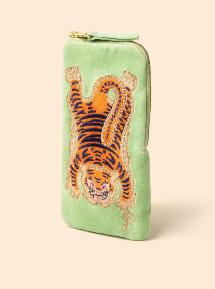 MINT IKAT TIGER VELVET SUNGLASS POUCH