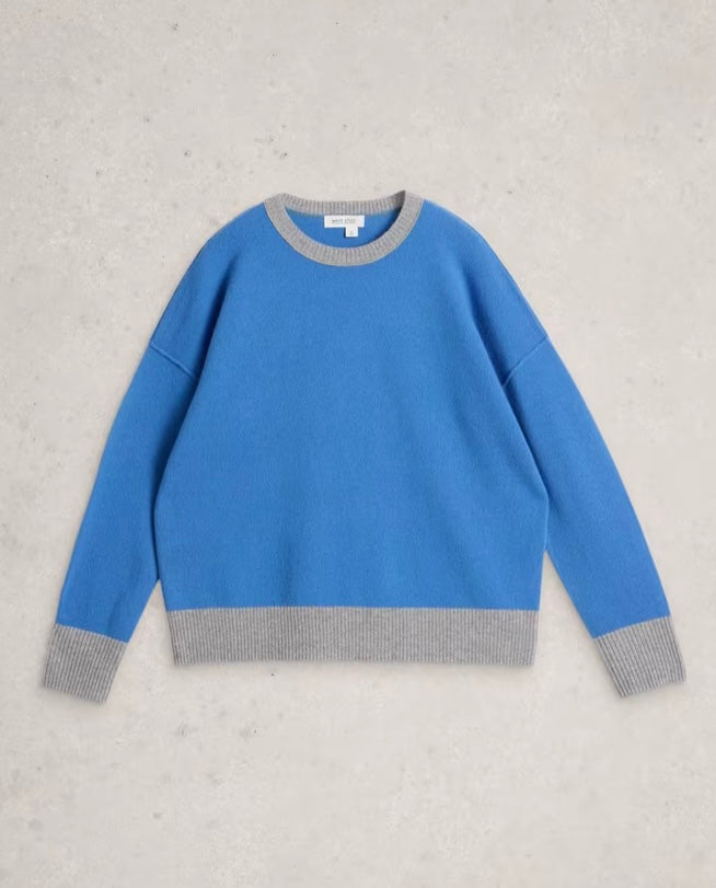 BRIGHT BLUE CREW CASHMERE JUMPER