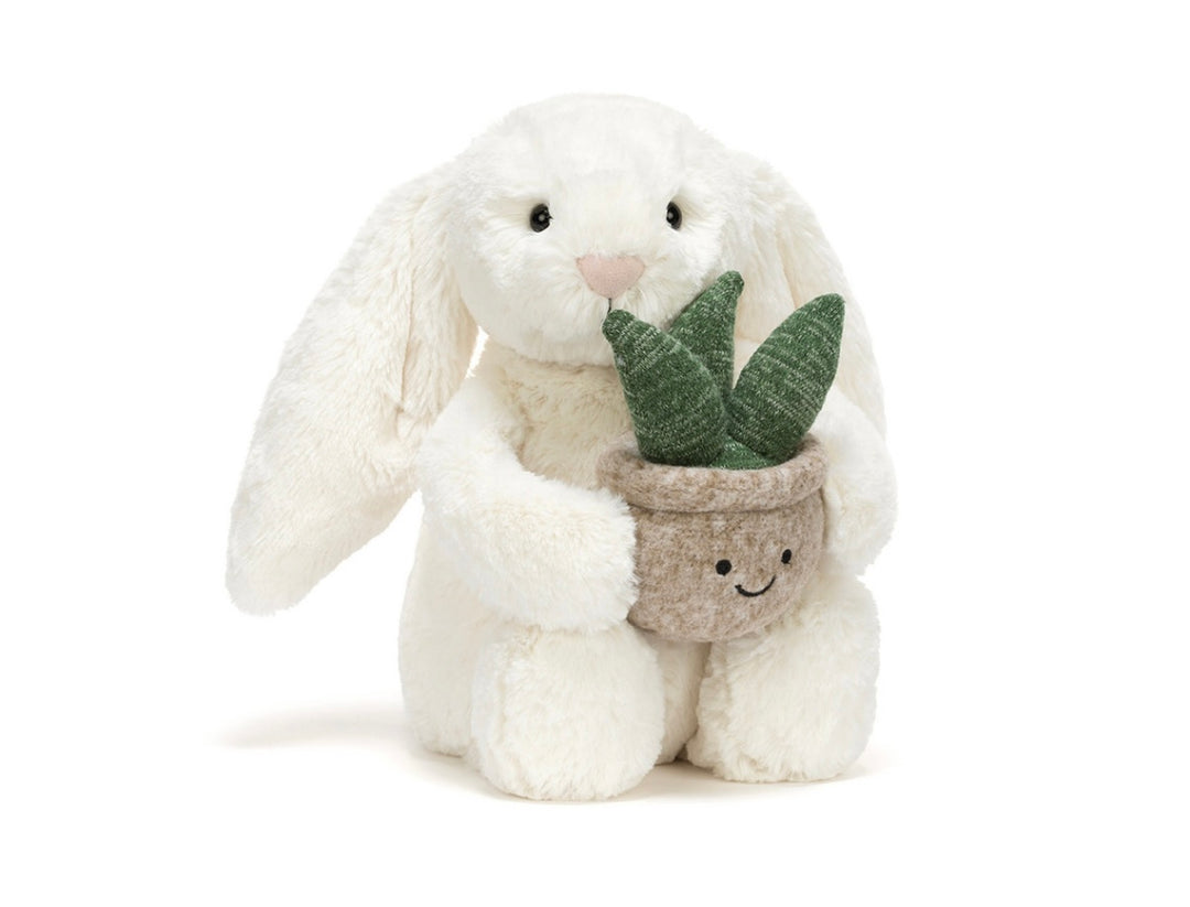 CREAM BUNNY WITH PLANT
