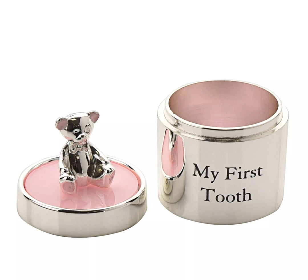 SILVER PLATED FIRST TOOTH & CURL SET PINK