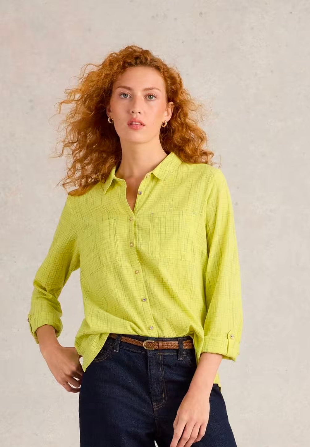 YELLOW MULTI SOPHIE ORGANIC COTTON SHIRT