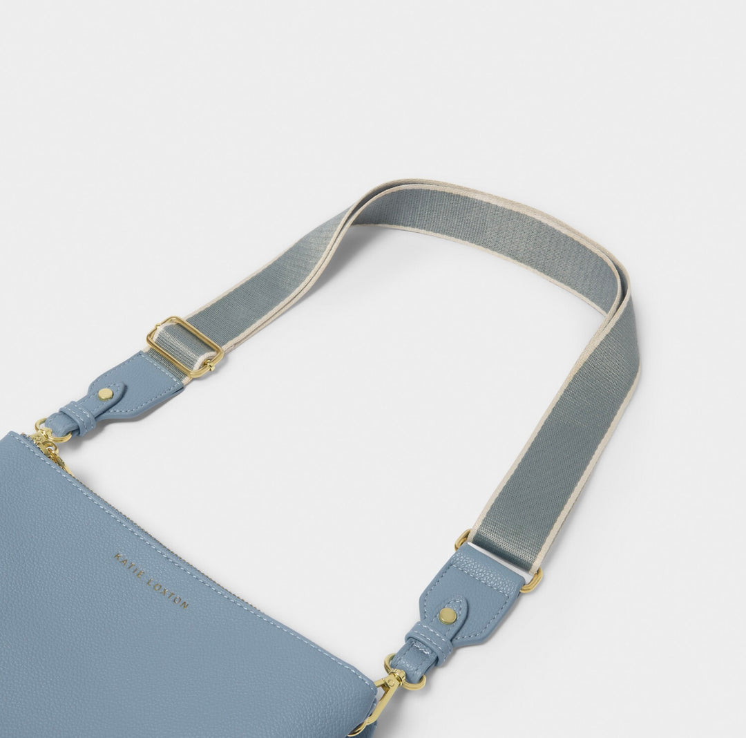 STRIPE CANVAS BAG STRAP IN CORNFLOWER BLUE