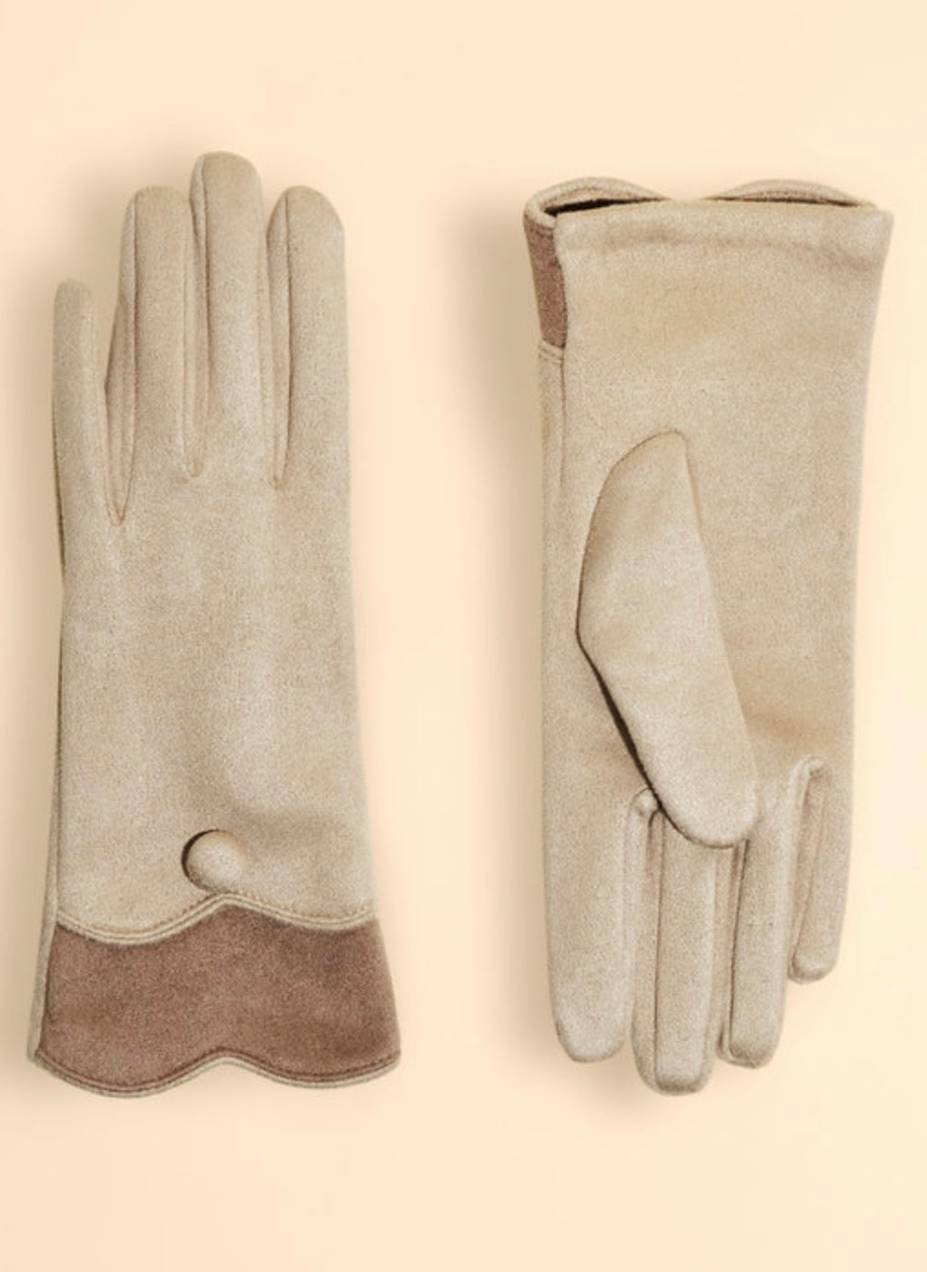 CREAM PANDORA FAUX SUEDE GLOVES