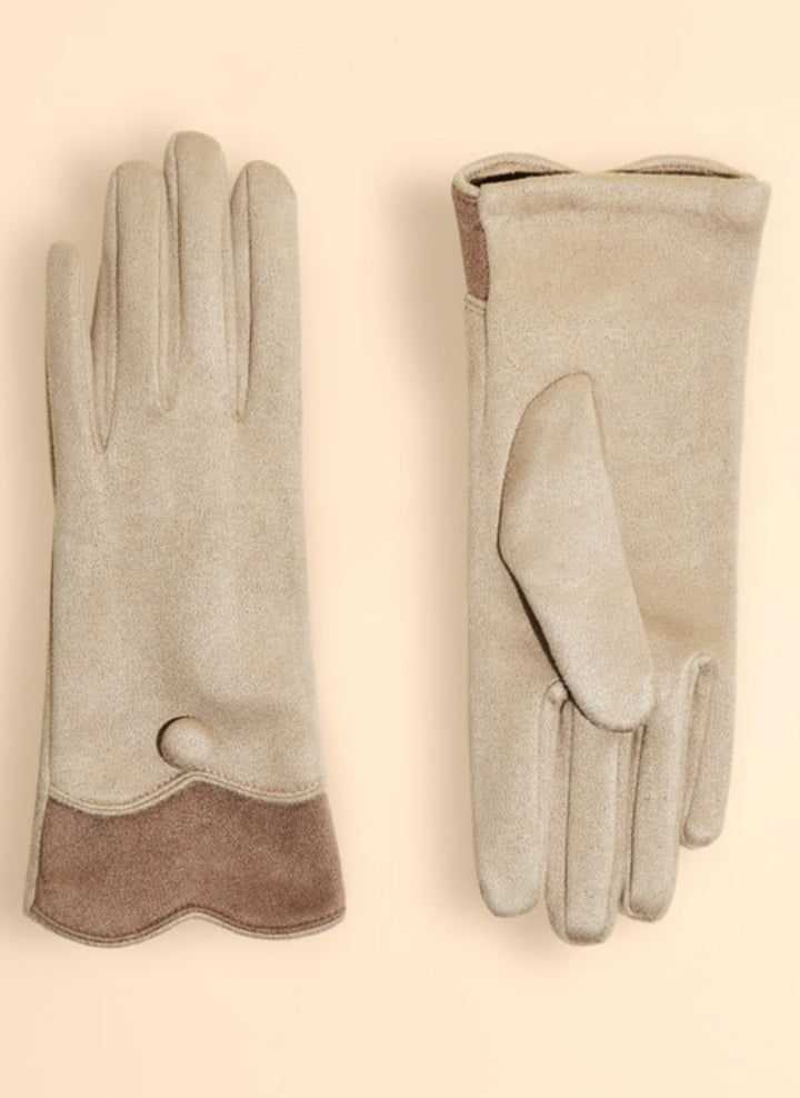 CREAM PANDORA FAUX SUEDE GLOVES