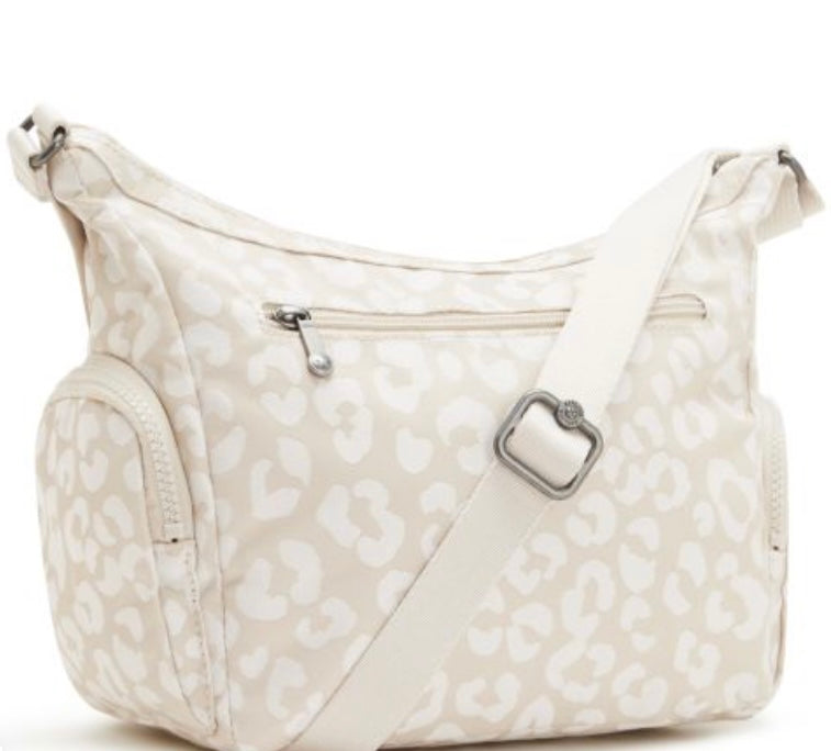 WHITE CHEETAH PRINT GABBIE MEDIUM CROSSBODY BAG