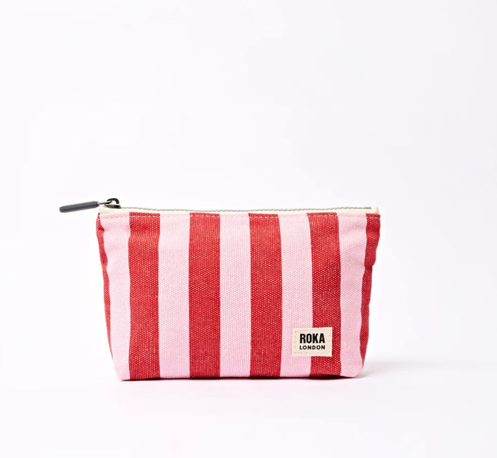MAIDA VALE COTTON CANVAS POUCH SMALL STRAWBERRY STRIPE