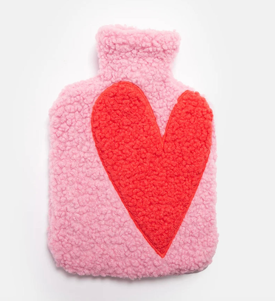 PINK & RED HEART BORG HOT WATER BOTTLE