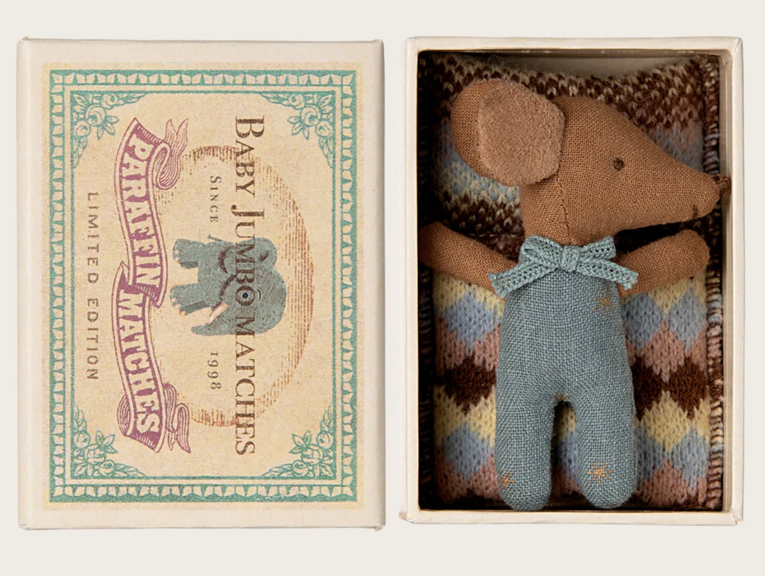 BLUE SLEEPY WAKEY MOUSE IN MATCHBOX