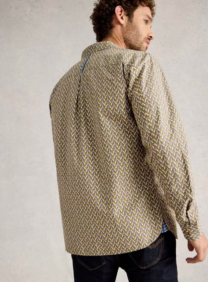 GREEN MULTI PRINT FINSBURY GEO PRINT SHIRT