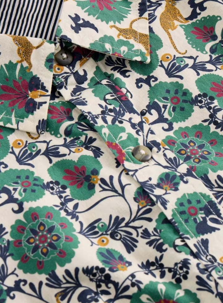 WHITE MULTI FINSBURY FOLK PRINT SHIRT