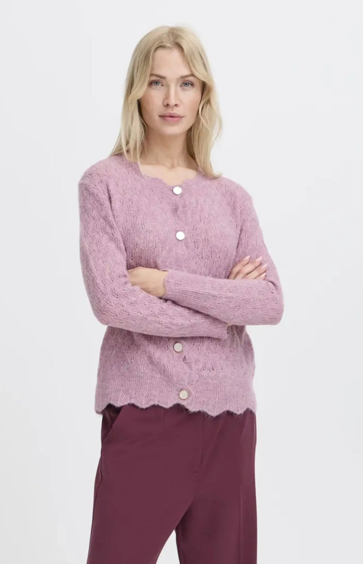 ORCHID HAZE MELANGE MONNA POINTELLE CARDIGAN
