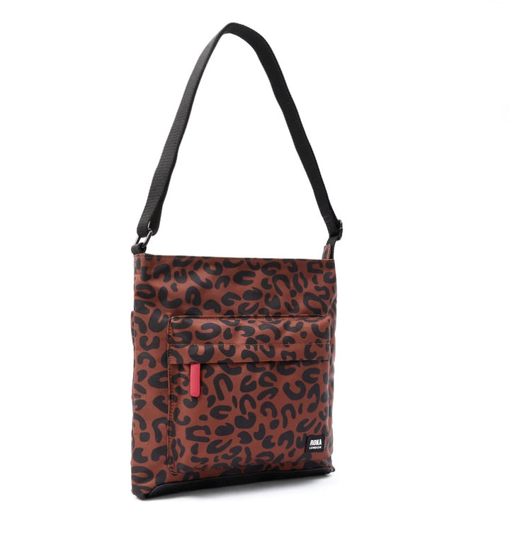 KENNINGTON B RECYCLED CANVAS MEDIUM CROSSBODY BAG SCARLET LEOPARD