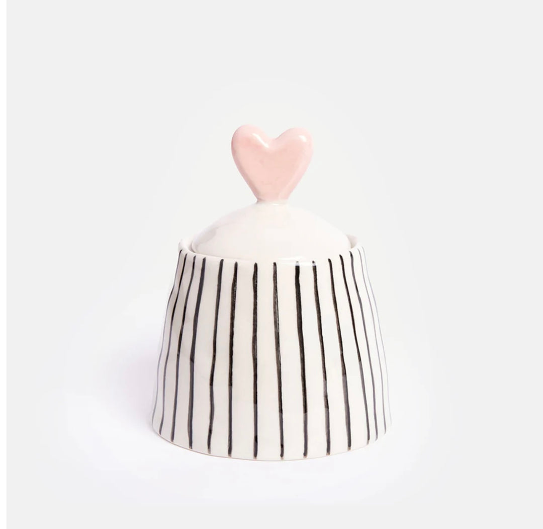 MONO STRIPE STONEWARE POT