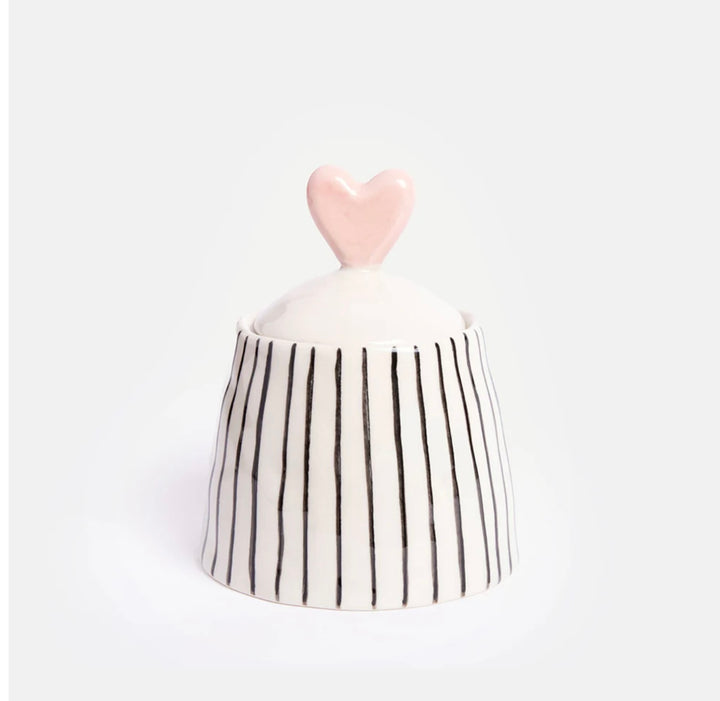 MONO STRIPE STONEWARE POT