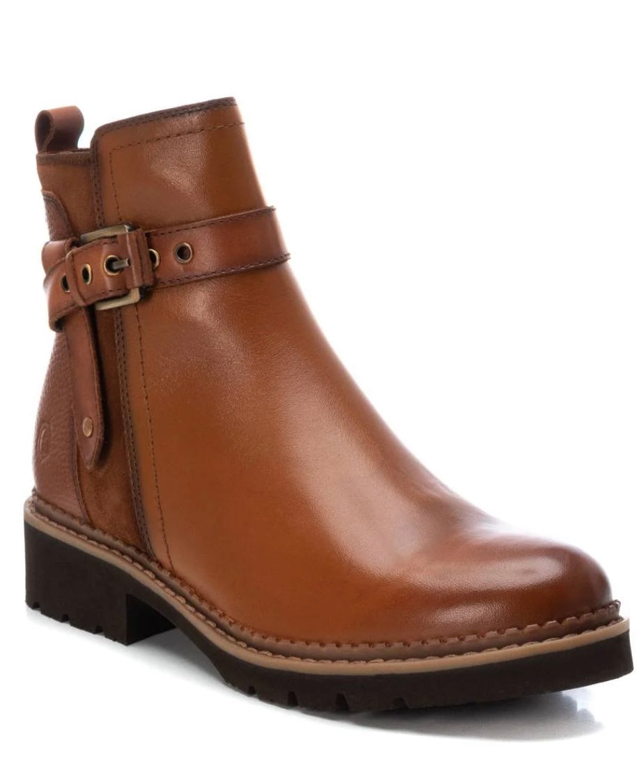 160976 CAMEL LEATHER LADIES ANKLE BOOTS