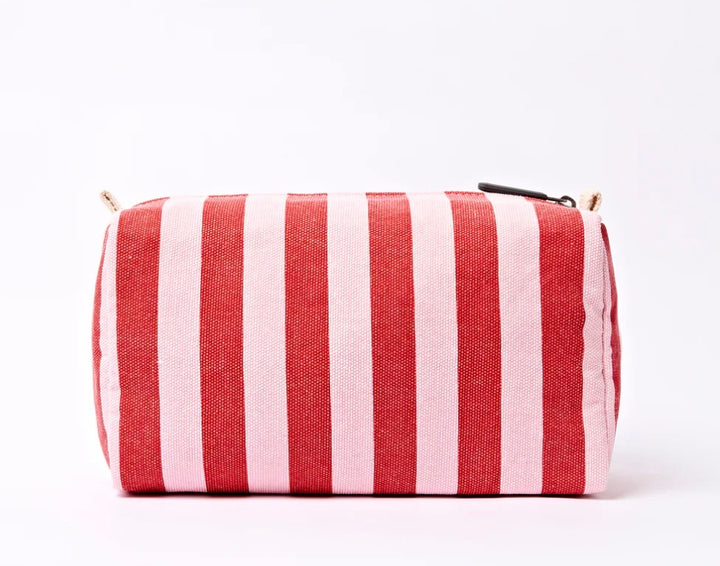 MAYFAIR COTTON CANVAS SMALL WASHBAG STRAWBERRY STRIPE