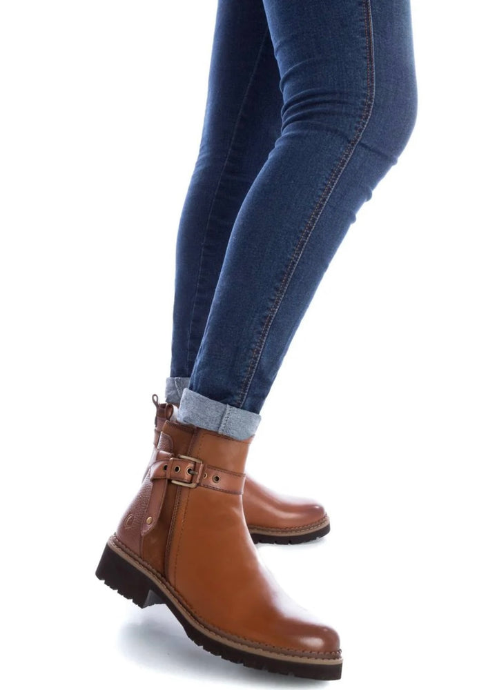 160976 CAMEL LEATHER LADIES ANKLE BOOTS