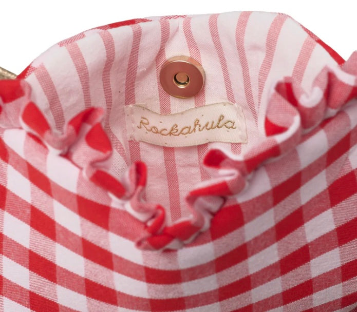 GINGHAM RUFFLE LOVE HEART BAG