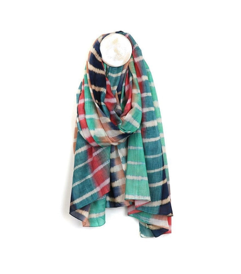 BLUE MIX BATIK STRIPE SCARF