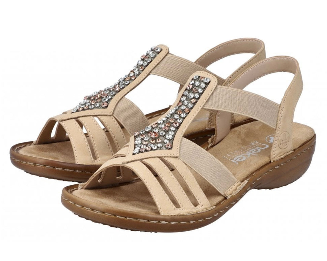 BROWN ELASTICATED SLIP SANDAL