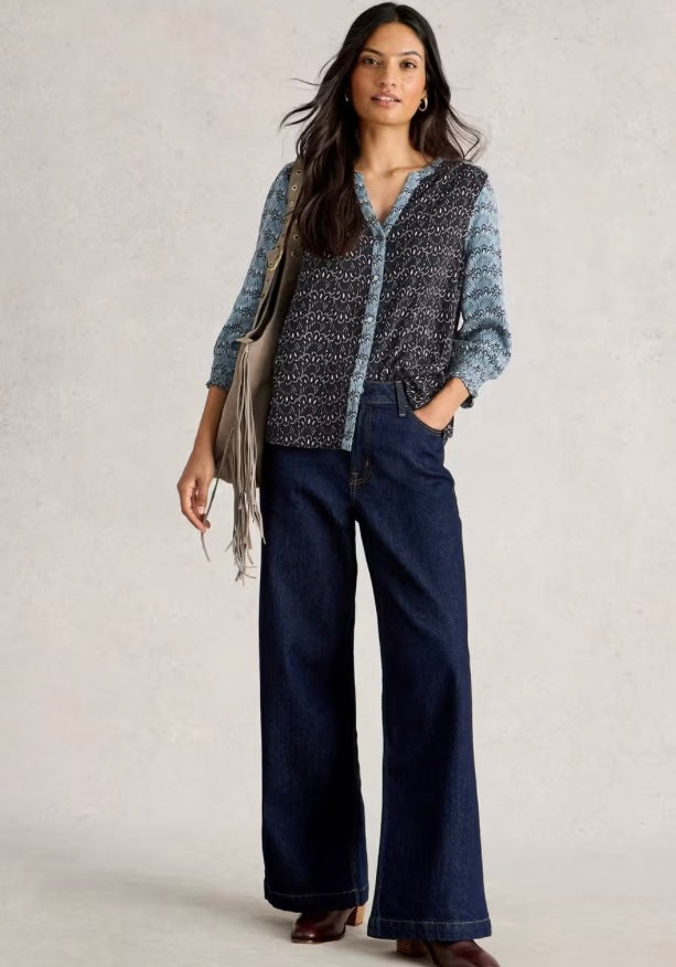 BLUE MULTI MAY MIXED PRINT TOP