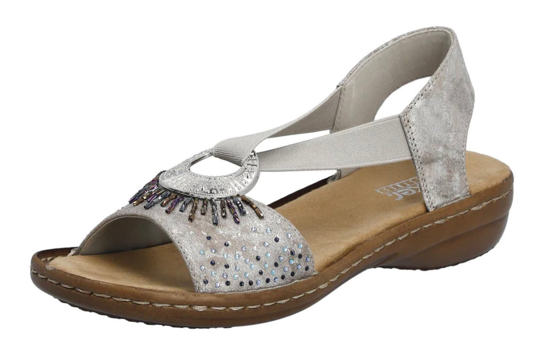 METALLIC ELASTICATED SLIP ON SANDAL