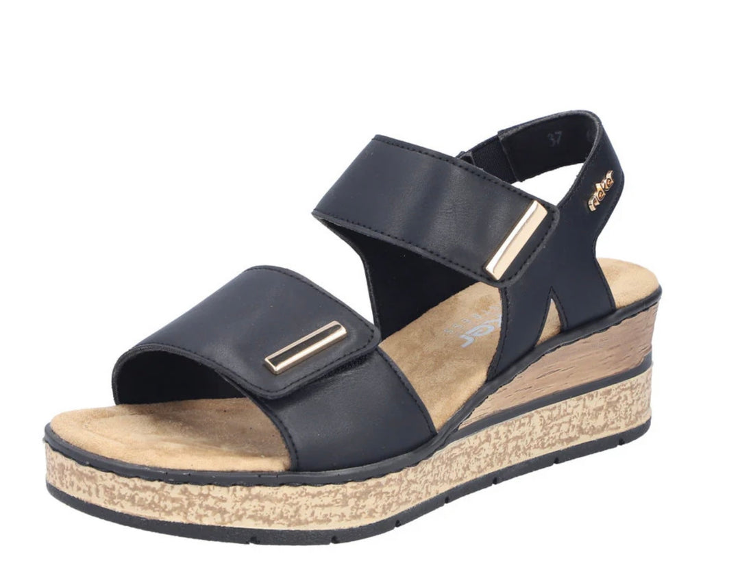 63781-00 BLACK WEDGE SANDAL