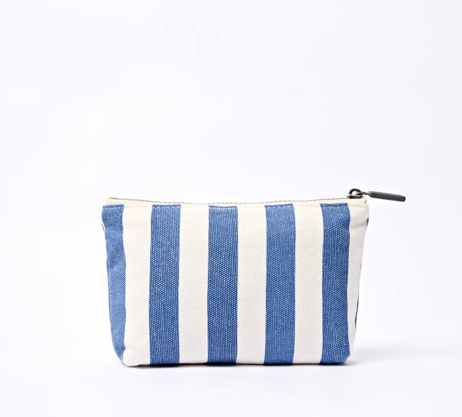 MAIDA VALE COTTON CANVAS SMALL POUCH DENIM STRIPE