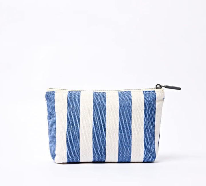 MAIDA VALE COTTON CANVAS SMALL POUCH DENIM STRIPE