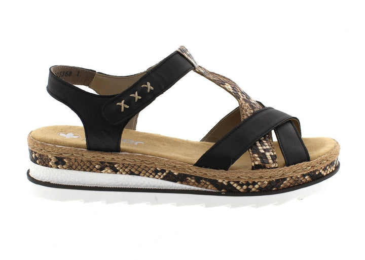 BLACK & BROWN ANIMAL PRINT VELCRO SANDAL