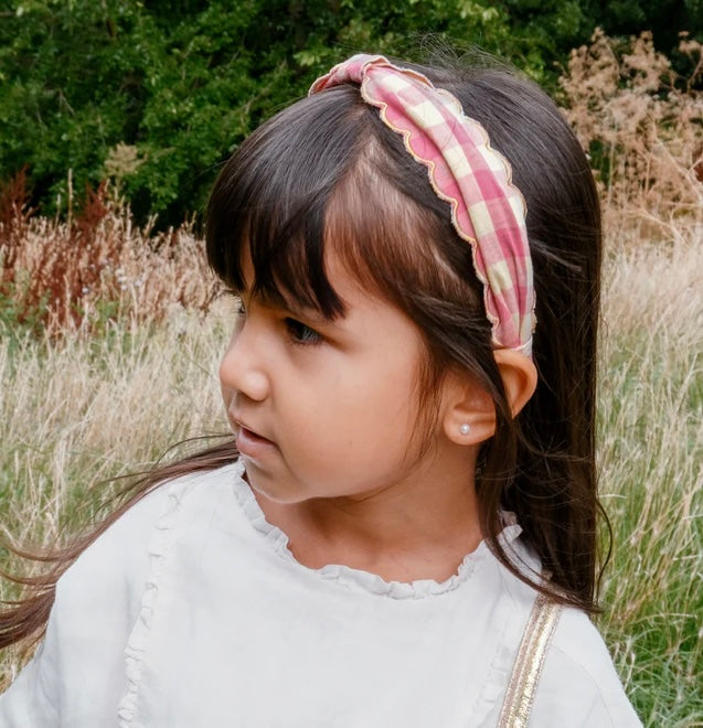 SCALLOPED GINGHAM HEADBAND