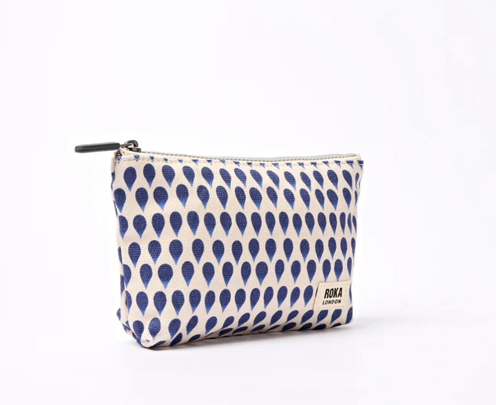 MAIDA VALE COTTON CANVAS SMALL POUCH DENIM RAIN