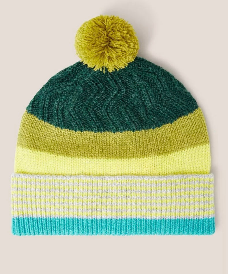 BOYS GREEN MULTI STRIPE HAT