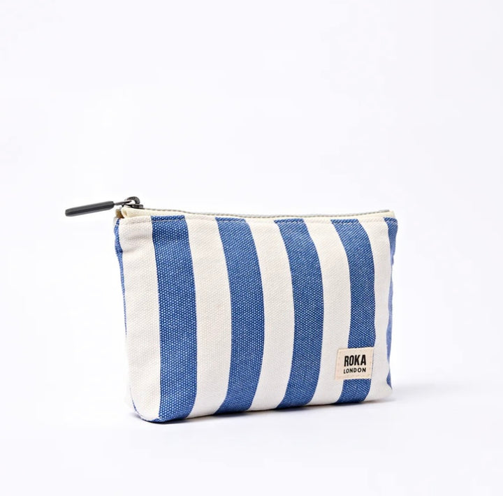 MAIDA VALE COTTON CANVAS SMALL POUCH DENIM STRIPE
