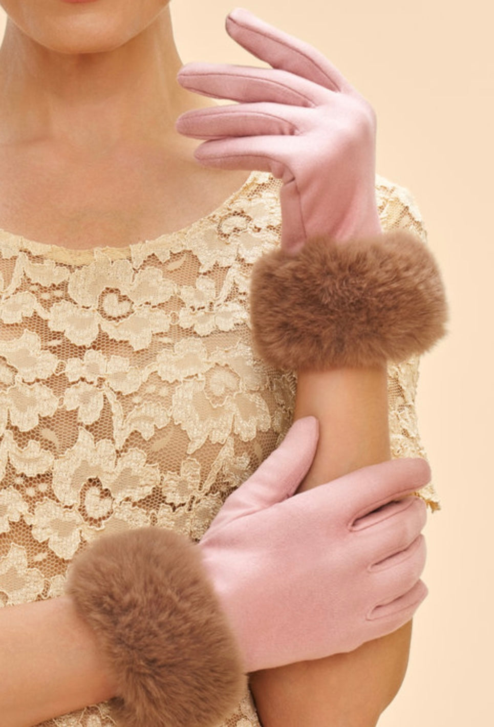 BETTINA PETAL & TEDDY FAUX SUEDE GLOVES