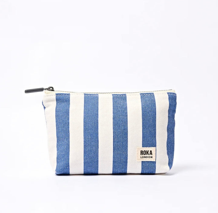 MAIDA VALE COTTON CANVAS SMALL POUCH DENIM STRIPE