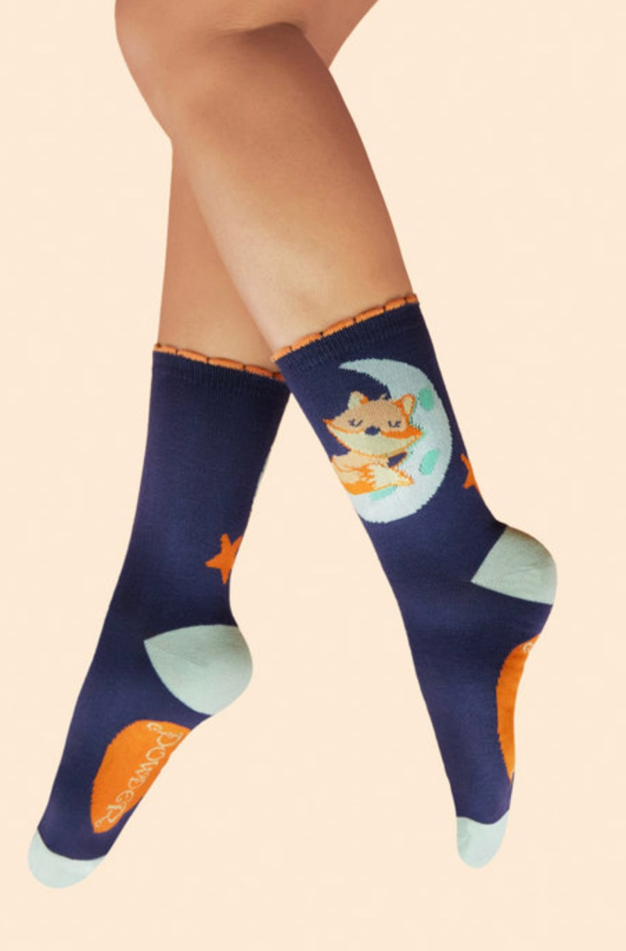 NAVY DREAMING FOX ANKLE SOCKS