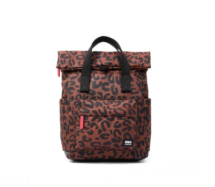 CANFIELD B RECYCLED CANVAS SMALL BACKPACK SCARLET LEOPARD