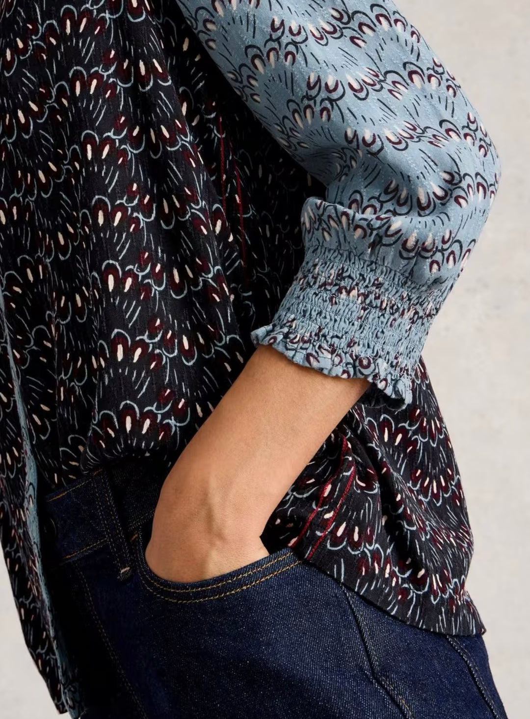 BLUE MULTI MAY MIXED PRINT TOP