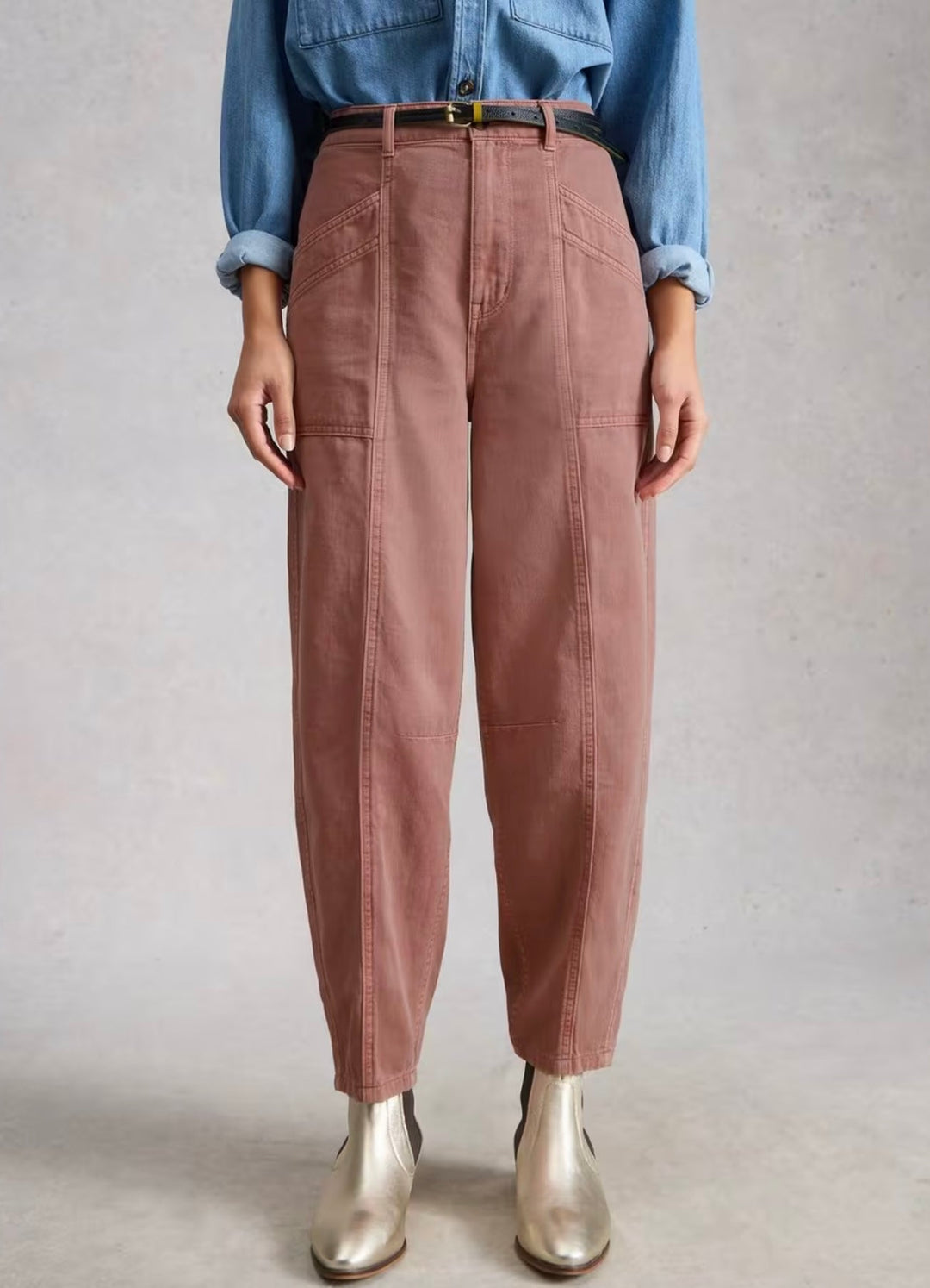 MID PINK AUBREY BARREL TROUSER