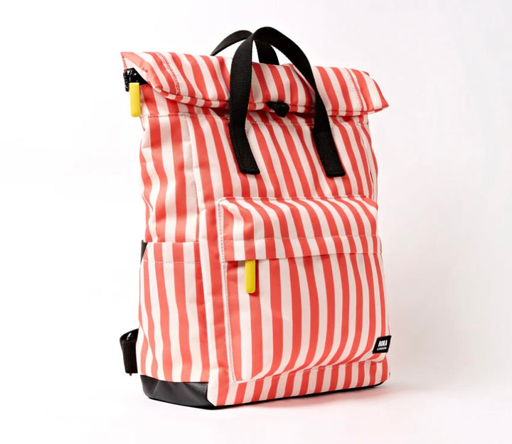 CANFIELD B RECYCLED CANVAS MEDIUM BACKPACK CORAL STRIPES
